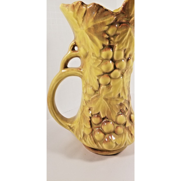 Golden Grapes & Woodland Whispers — Vintage Grapevine McCoy Pitcher Vase 9 1/2" - Picture 8 of 9